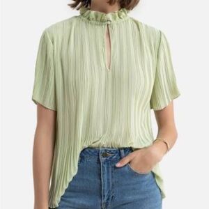 Samsoe Samsoe pleated blouse in fog green size small NWT